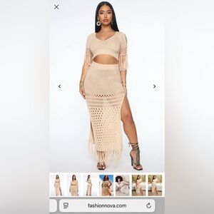 Fashion Nova Get Away With It Crochet Skirt Set - Cream